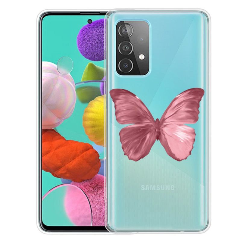 Skal Samsung Galaxy A52 4G / A52 5G Mörkblå Mobilskal Vilda Fjärilar