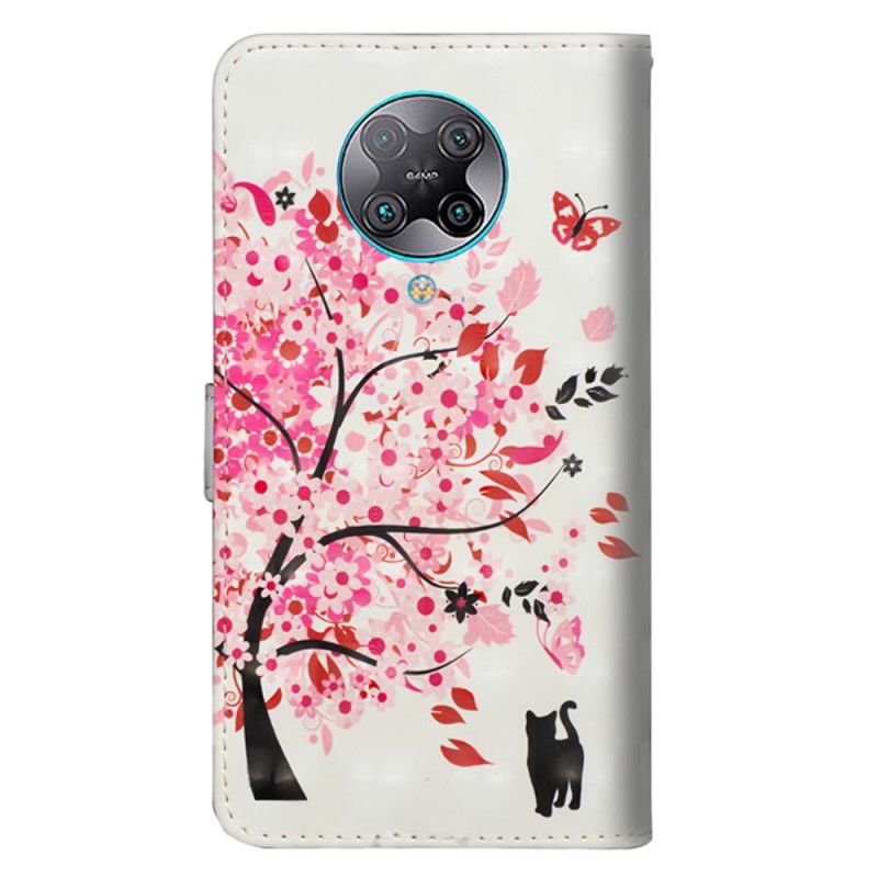 Fodral för Xiaomi Poco F2 Pro Rosa Träd Och Svart Katt
