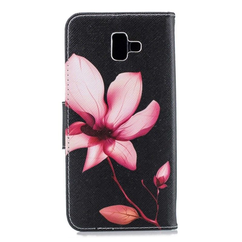 Läderfodral Samsung Galaxy J6 Plus Mobilskal Rosa Blomma