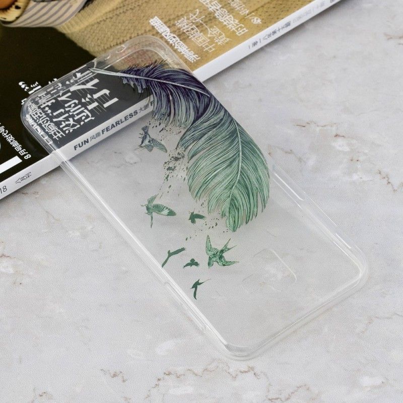 Skal Samsung Galaxy J6 Plus Transparent Färgad Fjäder