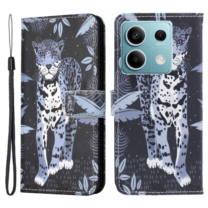 Läderfodral Xiaomi Redmi Note 13 5g Telefonfodral Leopard Med Rem