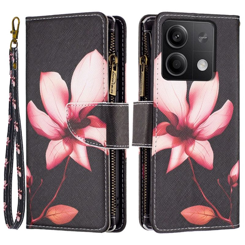 Läderfodral Xiaomi Redmi Note 13 5g Telefonfodral Lotus Strap Wallet