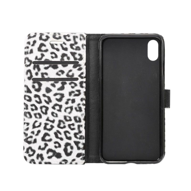 Fodral iPhone XS Max Vit Lyxig Leopard