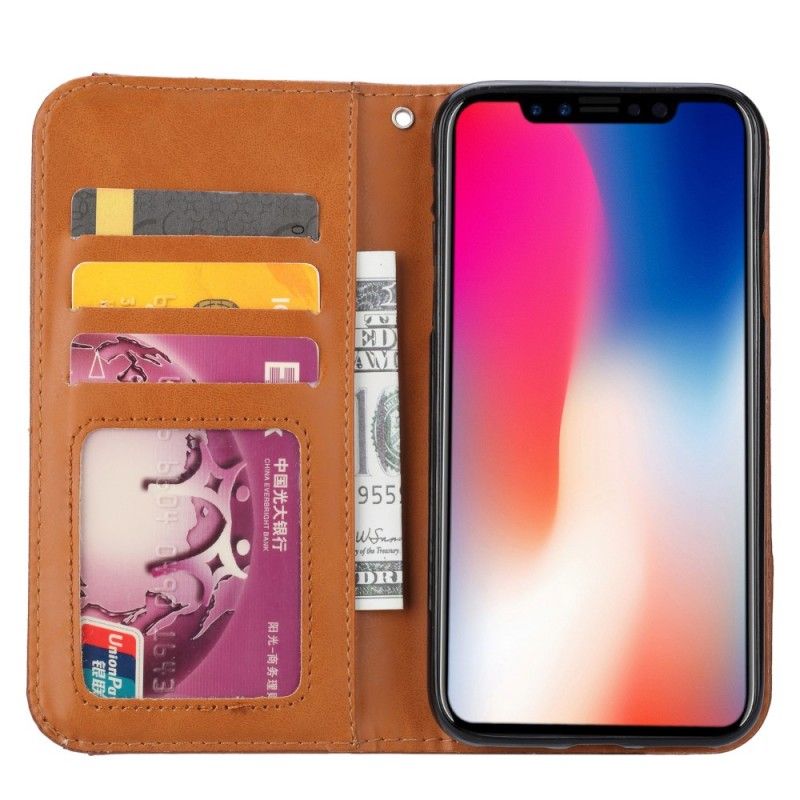 Folio-fodral iPhone XS Max Svart Korthållare I Konstläder