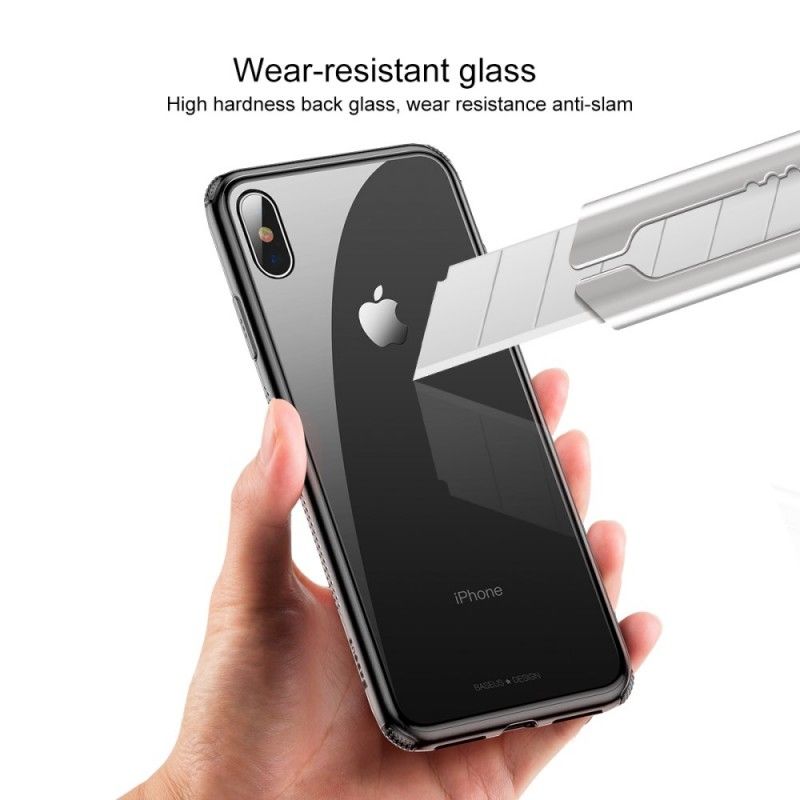 Skal för iPhone XS Max Rosa Transparent Bas Och Färgade Kanter