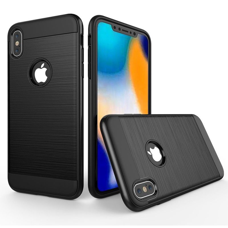 Skal för iPhone XS Max Svart Borstad Hybrid