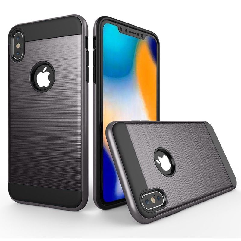 Skal för iPhone XS Max Svart Borstad Hybrid