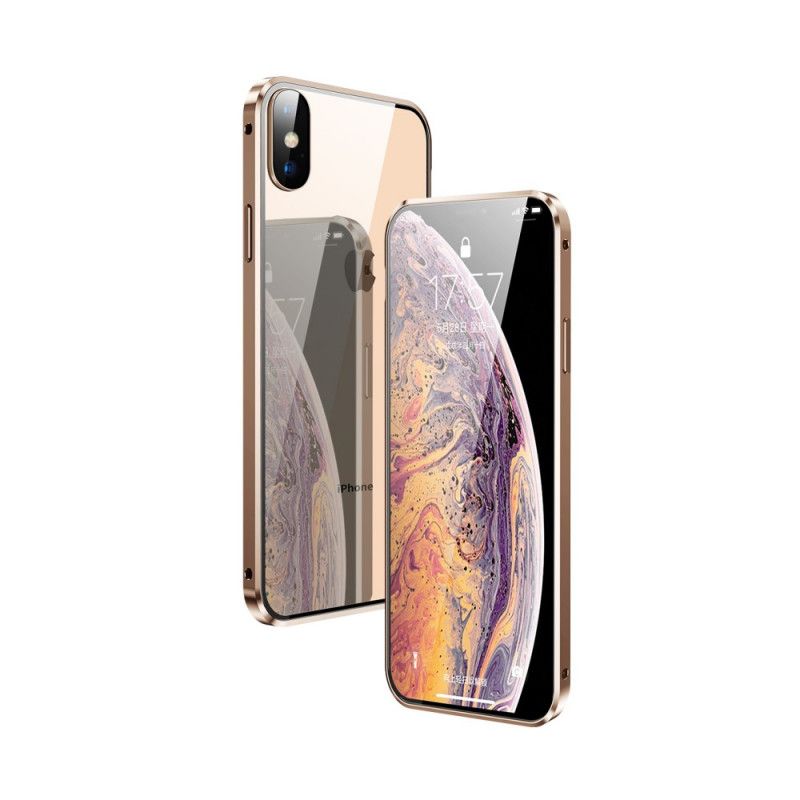 Skal för iPhone XS Max Svart Härdat Glas Fram Och Bak