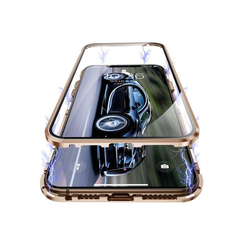 Skal för iPhone XS Max Svart Härdat Glas Fram Och Bak