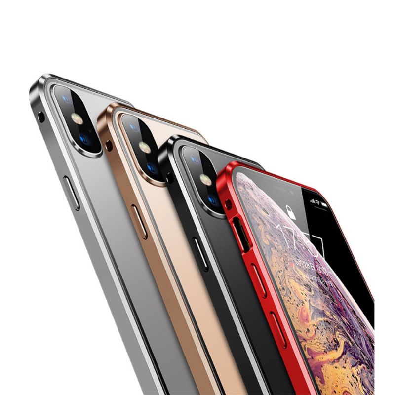 Skal för iPhone XS Max Svart Härdat Glas Fram Och Bak