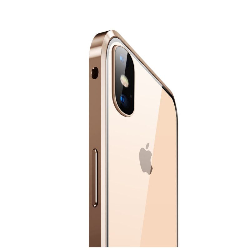 Skal för iPhone XS Max Svart Härdat Glas Fram Och Bak