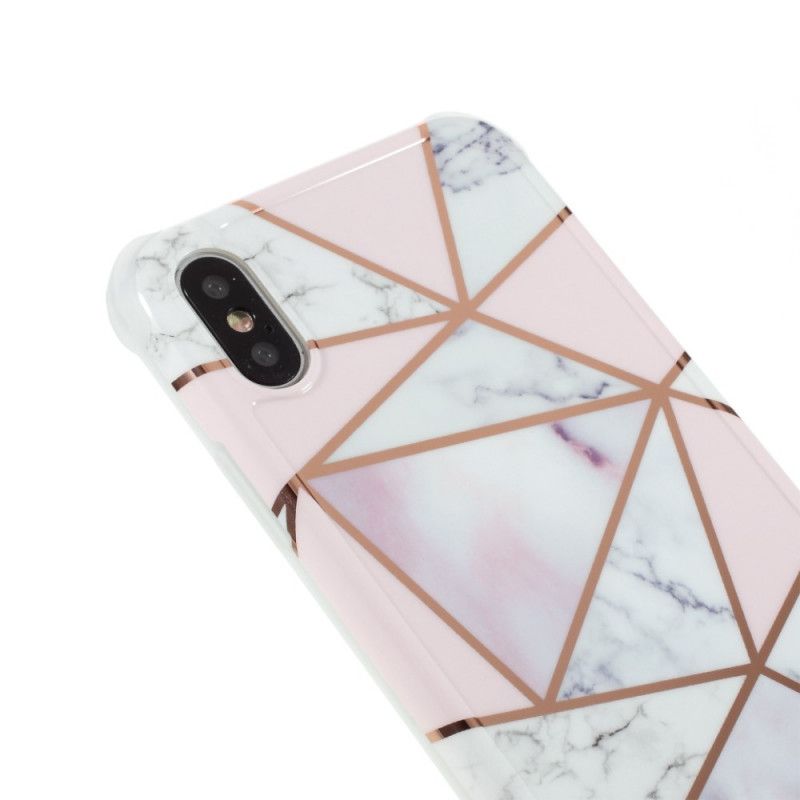 Skal för iPhone XS Max Vit Flashig Geometrisk Marmor