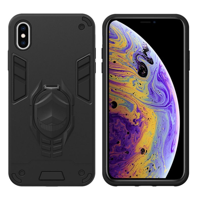 Skal iPhone XS Max Svart Avtagbar Pansar Med Ringhållare