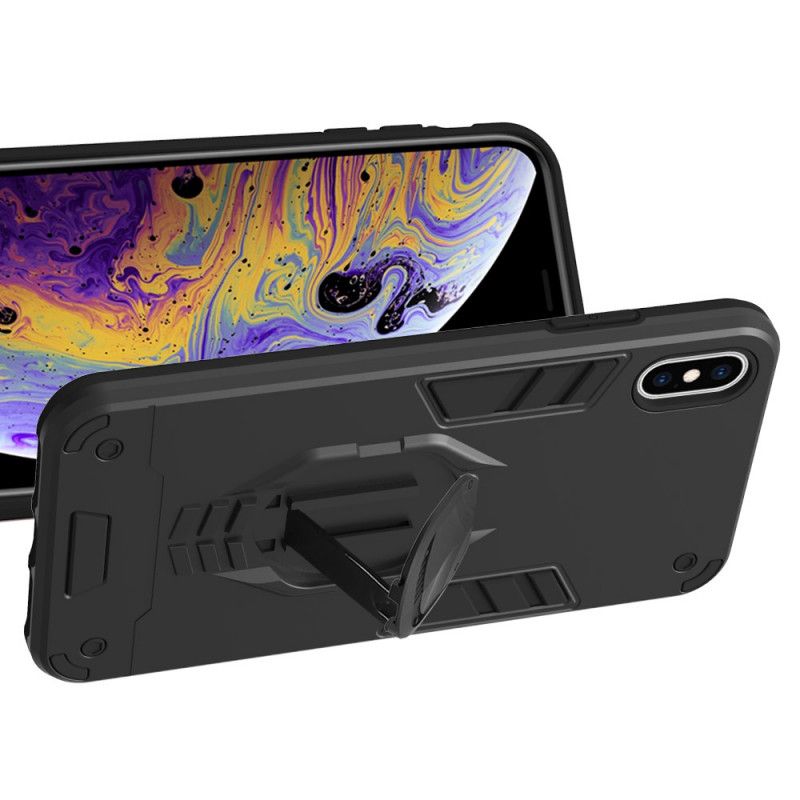 Skal iPhone XS Max Svart Avtagbar Pansar Med Ringhållare