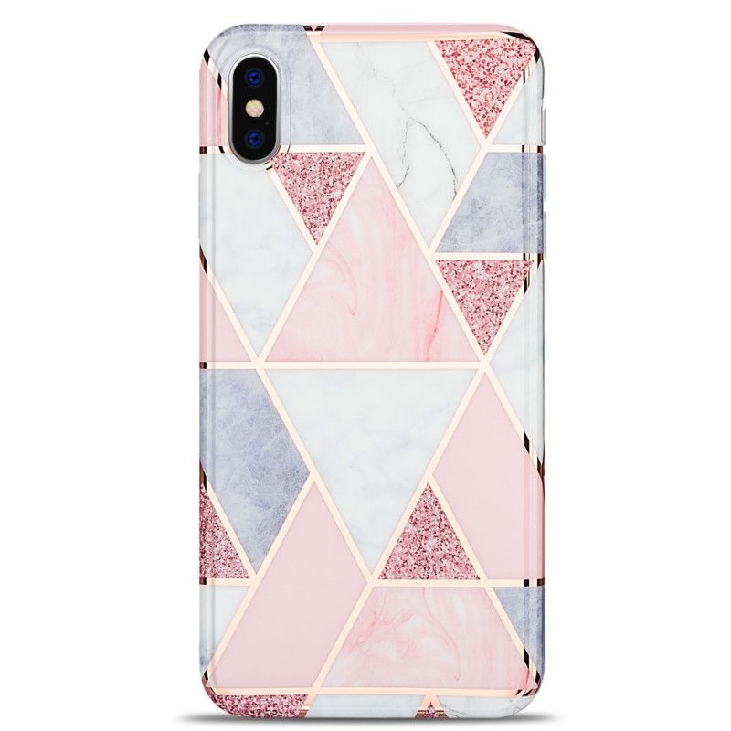 Skal iPhone XS Max Svart Flashig Geometrisk Marmor