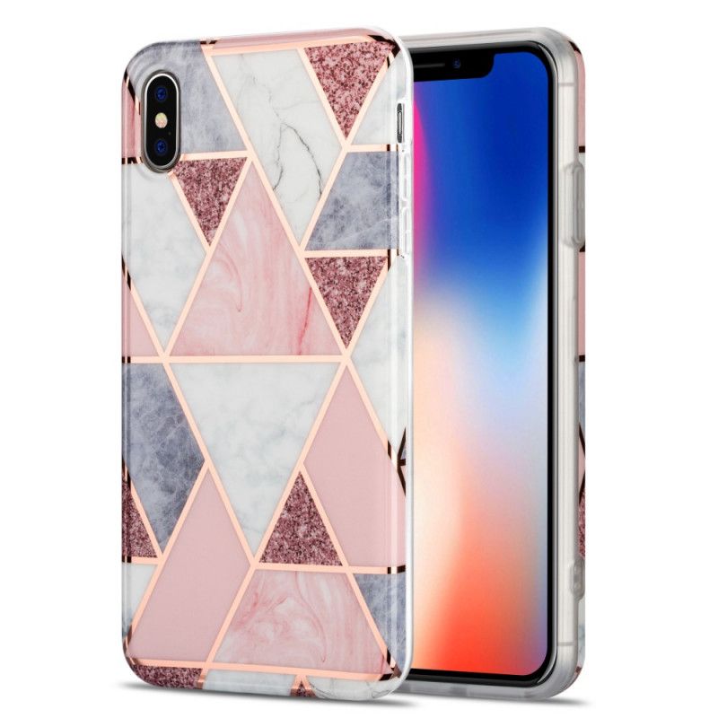 Skal iPhone XS Max Svart Flashig Geometrisk Marmor