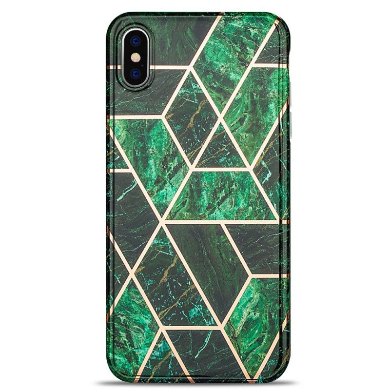 Skal iPhone XS Max Svart Flashig Geometrisk Marmor