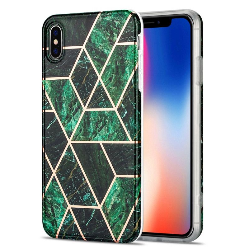 Skal iPhone XS Max Svart Flashig Geometrisk Marmor