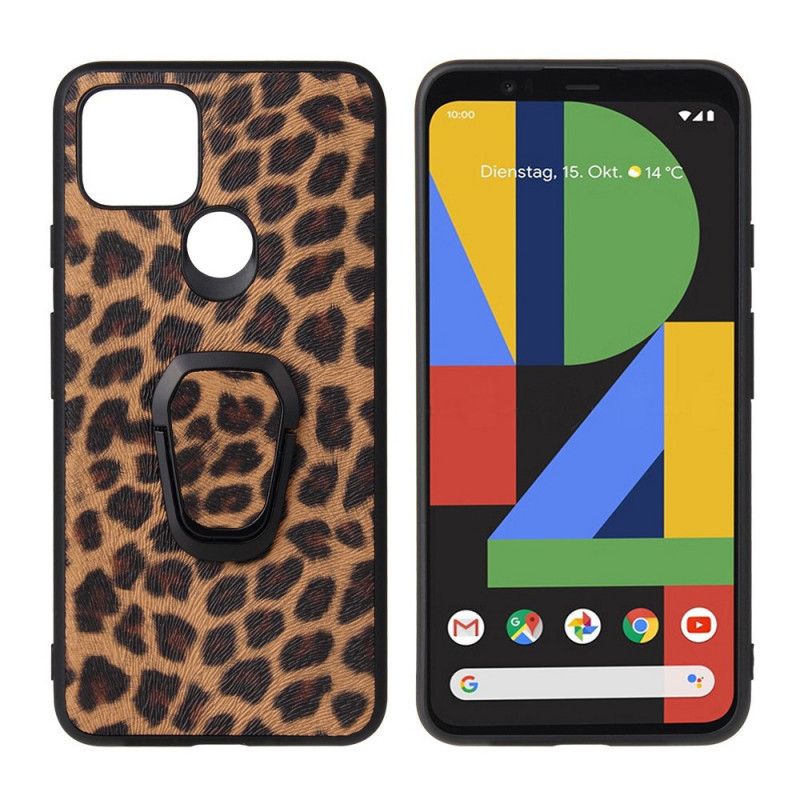 Skal för Google Pixel 5 Ringhållare I Leopardstil