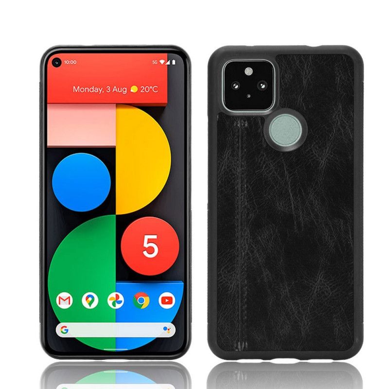 Skal Google Pixel 5 Svart Sydd Lädereffekt