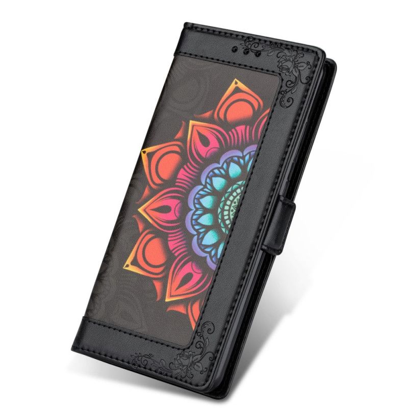 Fodral Samsung Galaxy A42 5G Svart Mandala Dekoration Med Rem