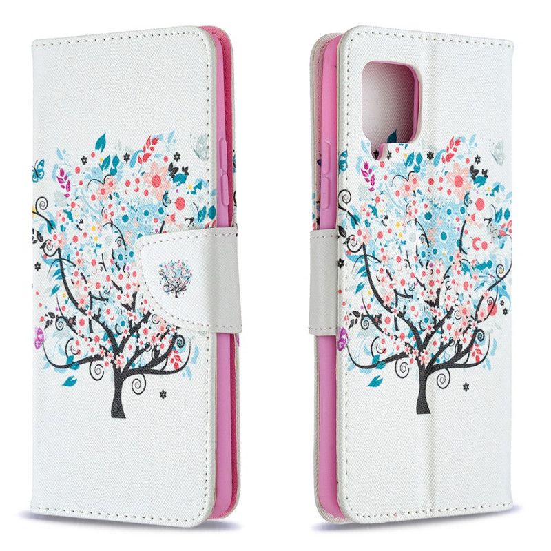 Läderskal Samsung Galaxy A42 5G Blommat Träd