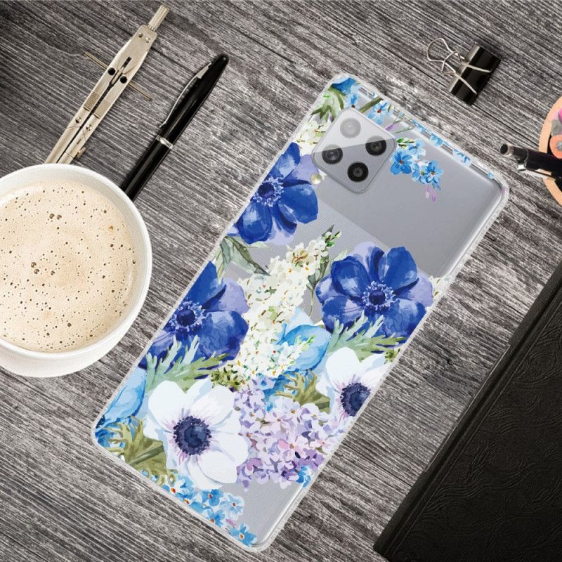 Skal för Samsung Galaxy A42 5G Genomskinliga Akvarellblå Blommor