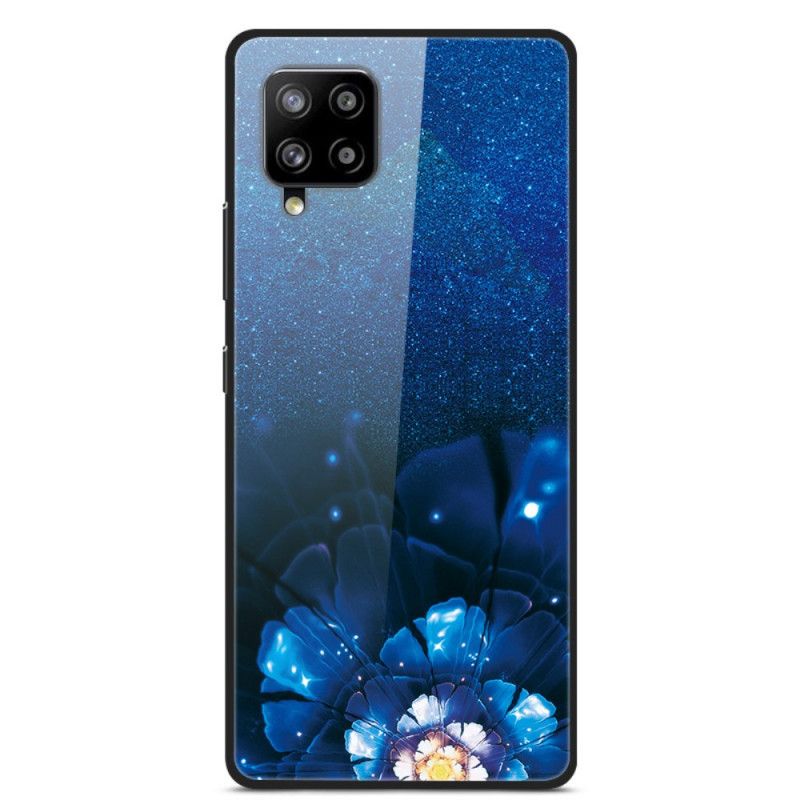 Skal för Samsung Galaxy A42 5G Röd Härdat Glas Fancy Blommor