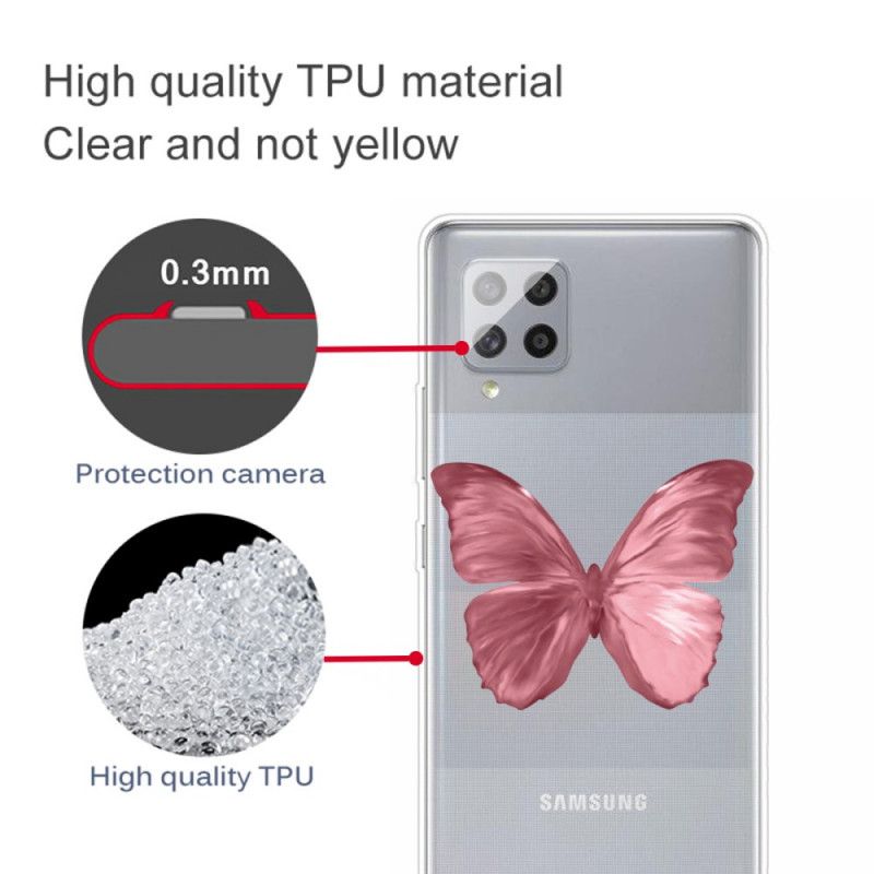Skal för Samsung Galaxy A42 5G Rosa Vilda Fjärilar