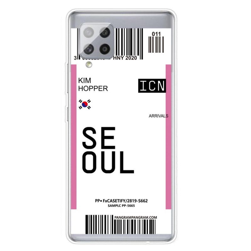 Skal Samsung Galaxy A42 5G Magenta Mobilskal Boardingkort Till Seoul
