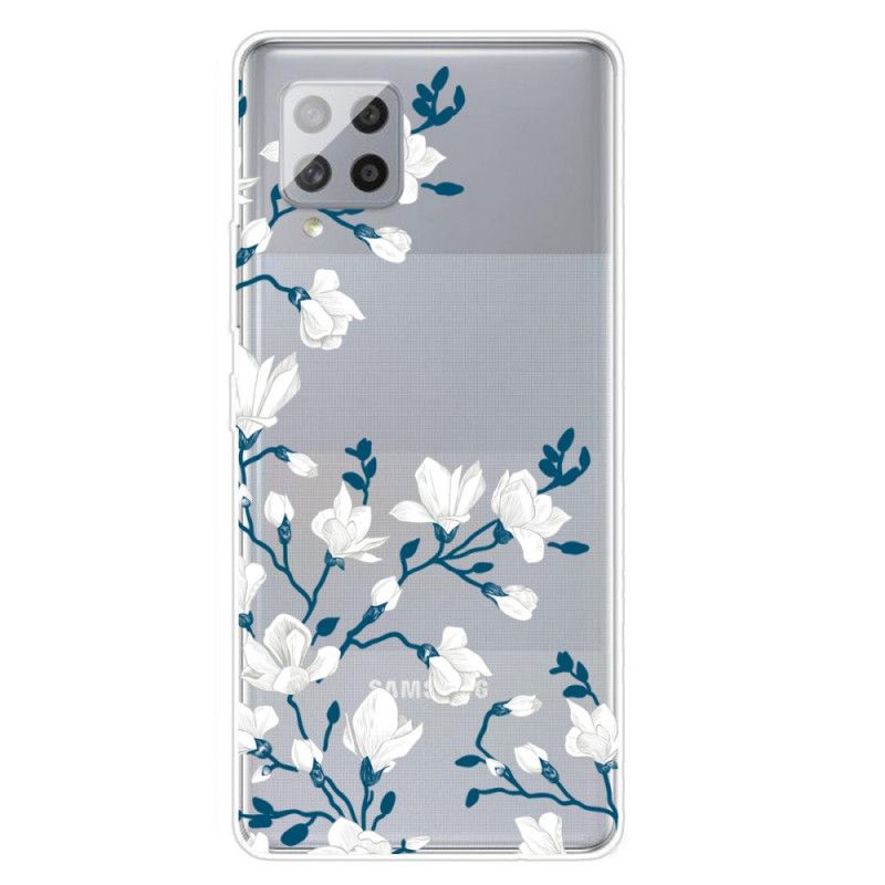 Skal Samsung Galaxy A42 5G Mobilskal Vita Blommor