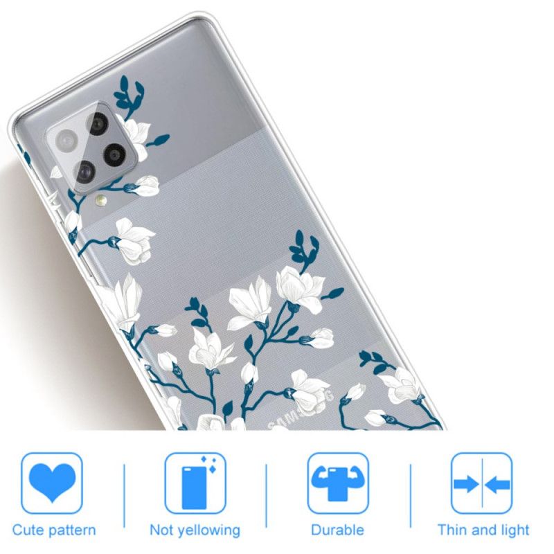 Skal Samsung Galaxy A42 5G Mobilskal Vita Blommor