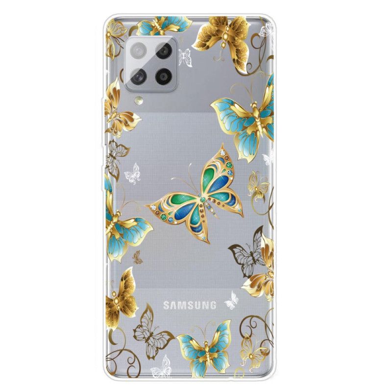 Skal Samsung Galaxy A42 5G Mörkblå Design Fjärilar