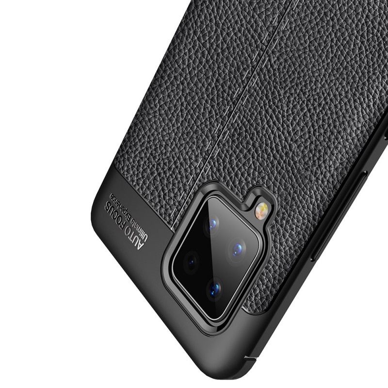 Skal Samsung Galaxy A42 5G Svart Lychéläder Med Dubbla Linjer