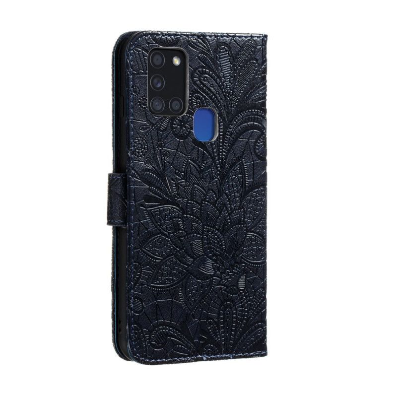 Fodral för Samsung Galaxy A21s Röd Tribal Thong Blommor