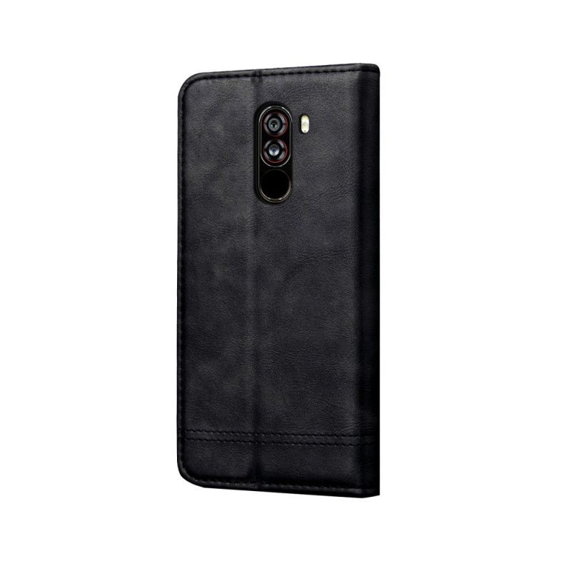 Folio-fodral Xiaomi Pocophone F1 Svart Sydd Lädereffekt