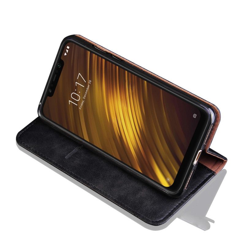 Folio-fodral Xiaomi Pocophone F1 Svart Sydd Lädereffekt