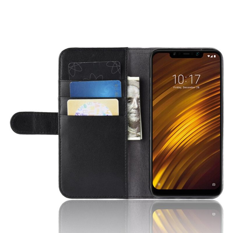 Läderskal Xiaomi Pocophone F1 Svart Delat Läder