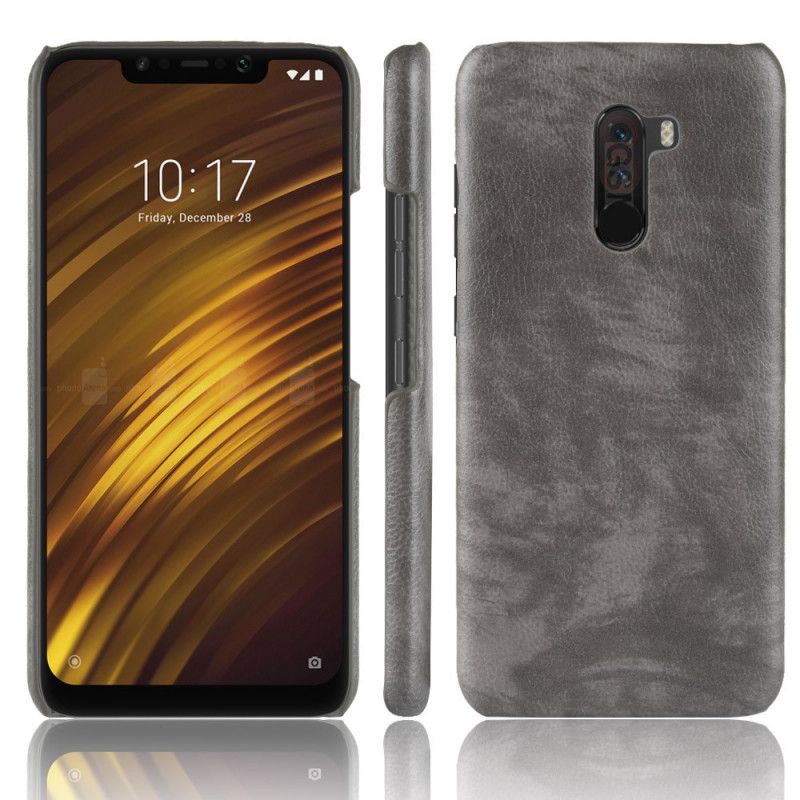 Skal Xiaomi Pocophone F1 Svart Litchi-Lädereffekt