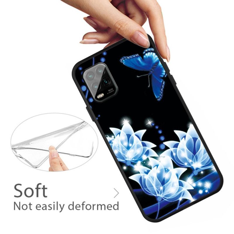 Skal Xiaomi Mi 10 Lite Fjäril Och Blå Blommor