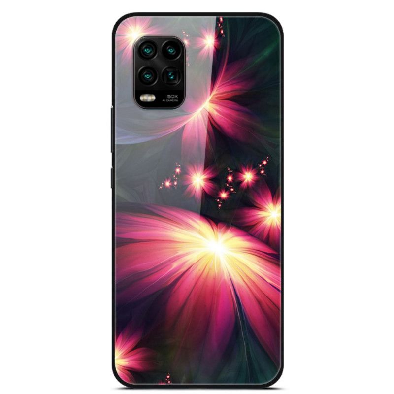 Skal Xiaomi Mi 10 Lite Mörkblå Härliga Glas Fancy Blommor