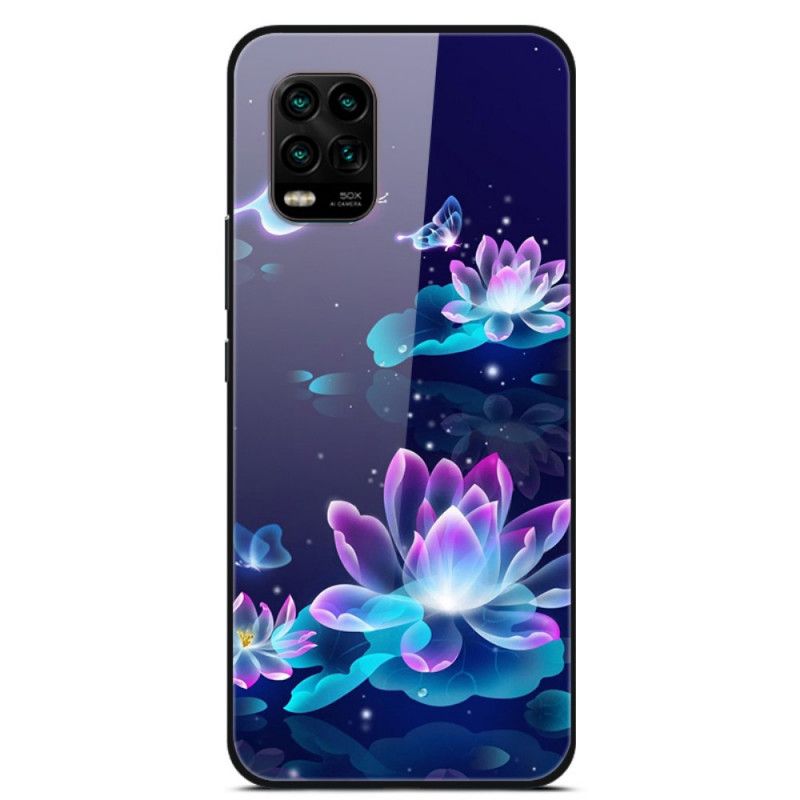 Skal Xiaomi Mi 10 Lite Mörkblå Härliga Glas Fancy Blommor