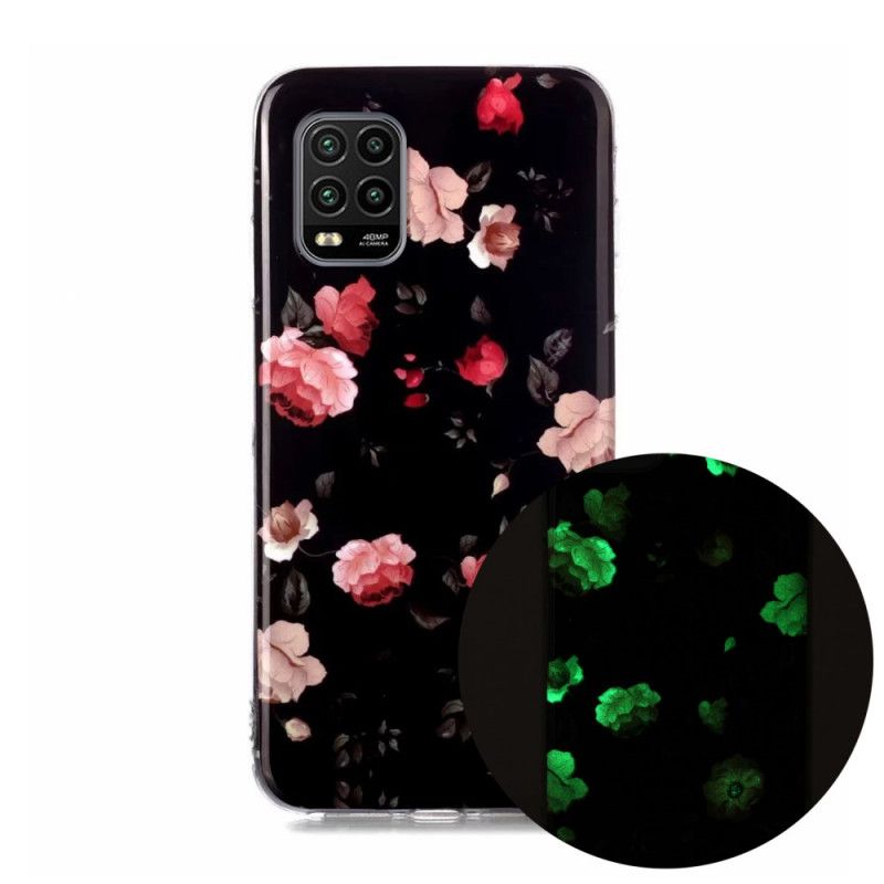 Skal Xiaomi Mi 10 Lite Svart Fluorescerande Blommor