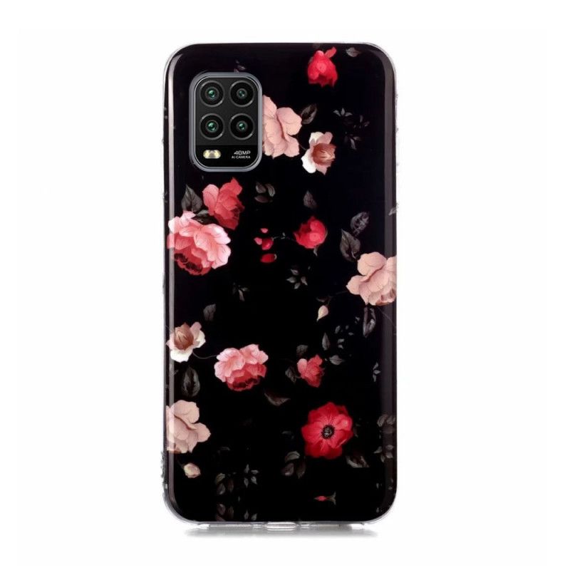 Skal Xiaomi Mi 10 Lite Svart Fluorescerande Blommor