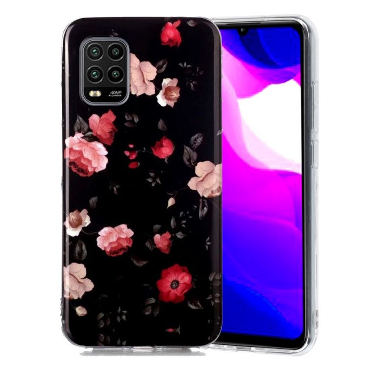 Skal Xiaomi Mi 10 Lite Svart Fluorescerande Blommor