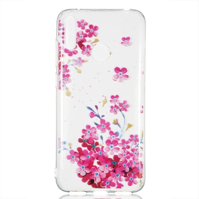 Skal för Huawei Y7 2019 Gula Och Magenta Blommor