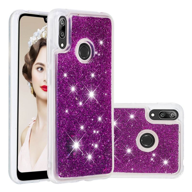 Skal för Huawei Y7 2019 Ljusblå Glitterpulver