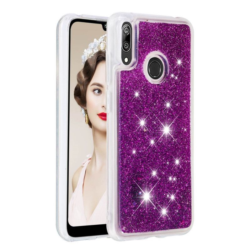 Skal för Huawei Y7 2019 Ljusblå Glitterpulver