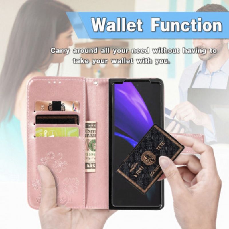 Fodral Samsung Galaxy Z Fold 3 5g Blomsterdesign Med Rem