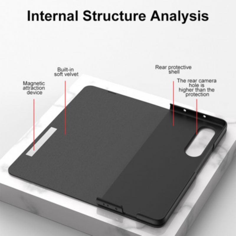 Folio-fodral Samsung Galaxy Z Fold 3 5g Härdat Glas Och Konstläder